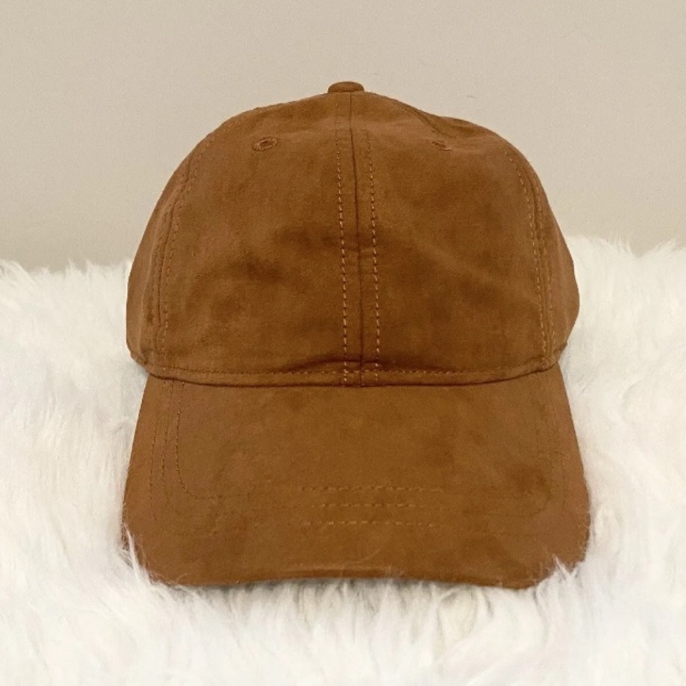 $59.50 J Crew Faux Suede Adjustable Light Cognac Brown Baseball Cap Hat NEW NWT - Picture 5 of 9